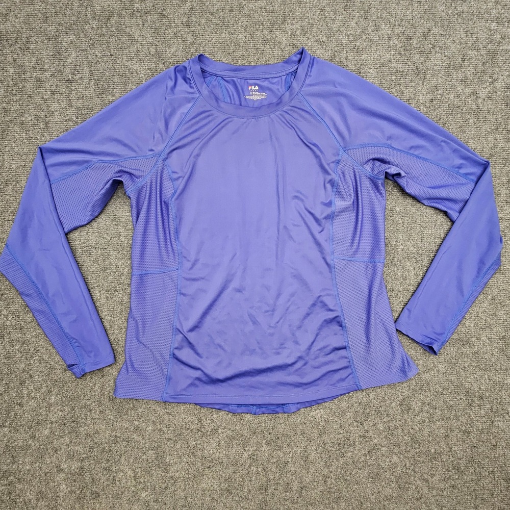 Fila Sport Athletic Top Womens XL Purple Long Sleeve Mesh Panels Activewear